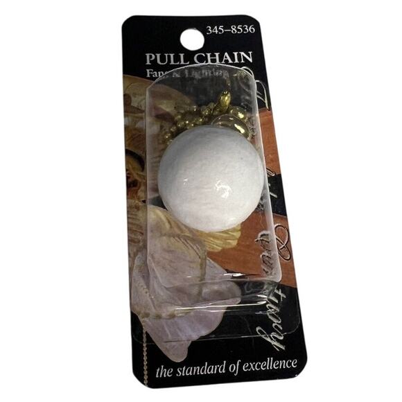 Turn Of The Century Vintage Fan/Light Pull Chain White Bead/Brass Chain NEW - Picture 1 of 3